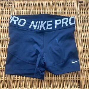 Nike Navy and White Pro Compression Shorts